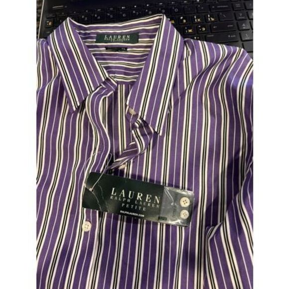 Lauren Ralph Lauren Petite Cotton Striped Button up top size PL - Picture 9 of 10